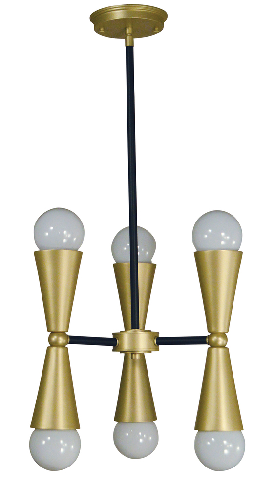 6-Light Polished Nickel/Matte Black Equinox Chandelier