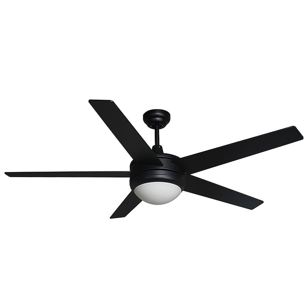 5-Blade Contemporary MB Ceiling Fan - Matte Black/Walnut Blades