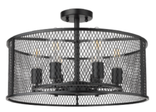 HOMEnhancements 20538 - Rimini 6-Light Steel Mesh Shade Semi Flush Mount - MB