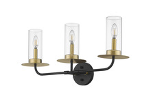 HOMEnhancements 70157 - Vivio 3-Light Aura Two-Toned Vanity - Matte Black/ Matte Gold