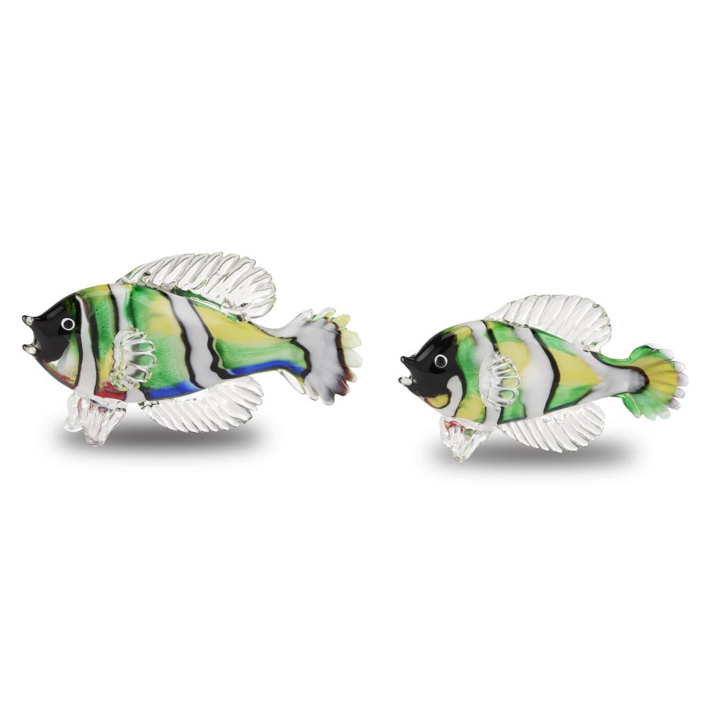 Rialto Green Glass Fish Set of