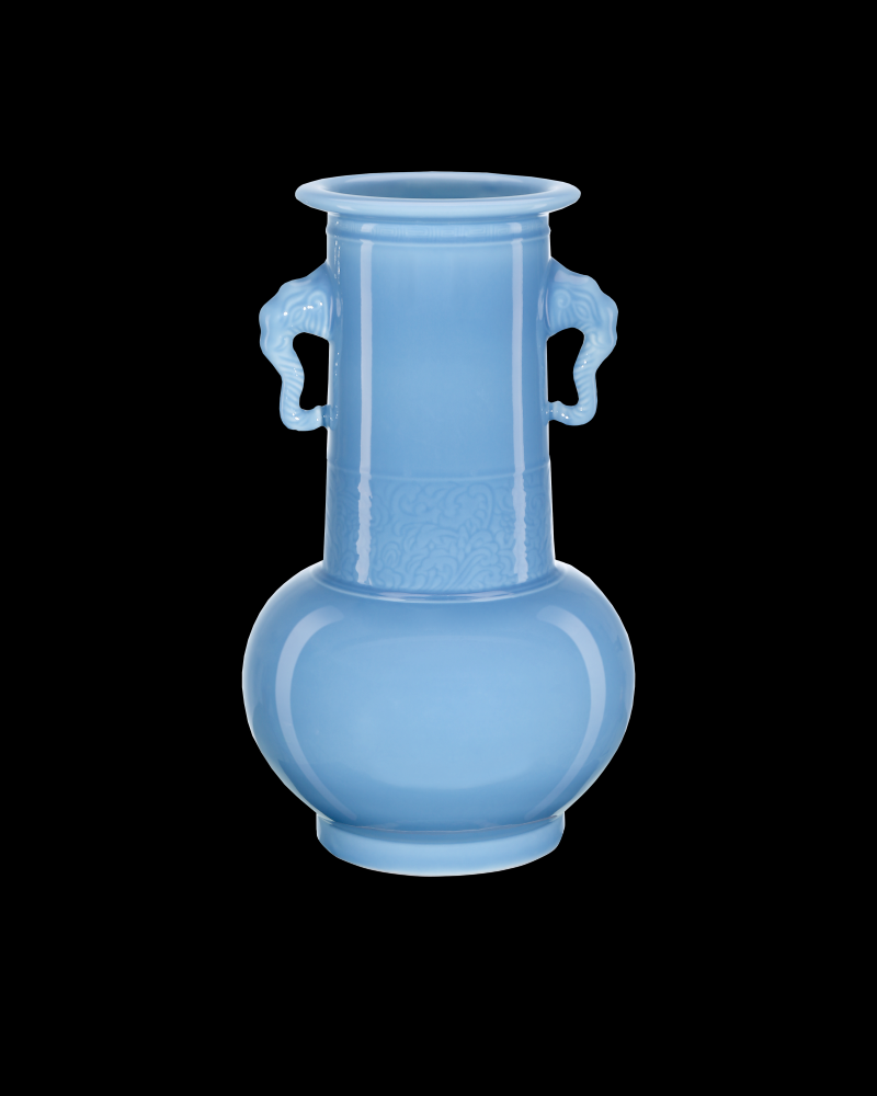 Sky Blue Elephant Handles Vase