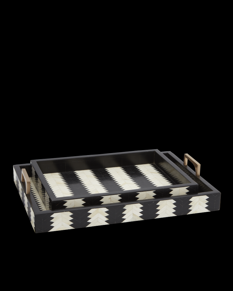 Arrow Black & White Tray Set o